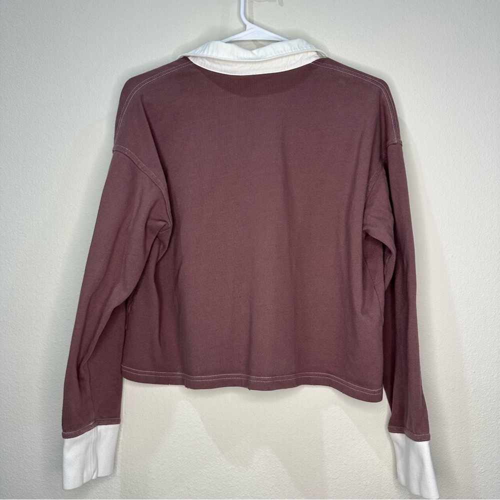 Aerie Long Sleeve Cropped Polo Rugby Shirt - Picture 4 of 9